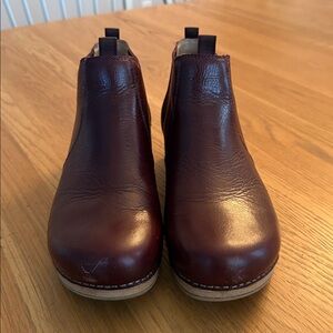 Burgundy Leather Ankle Boots